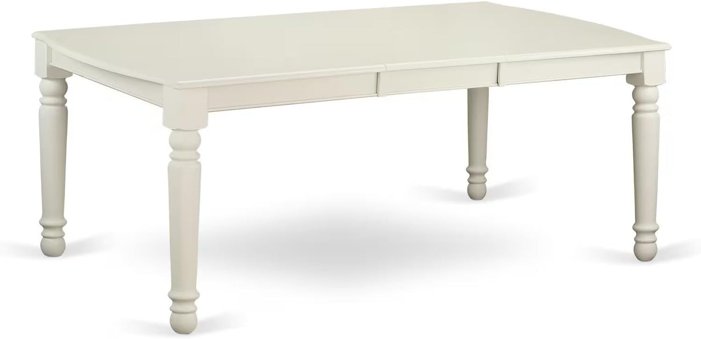 East West Furniture DOAS9-LWH-43 9 Piece Mid Century Modern Dining Table Set Consists A Wooden Dining Table and 8 Willow Green Polyester Fabric Upholstered Chairs, Linen White