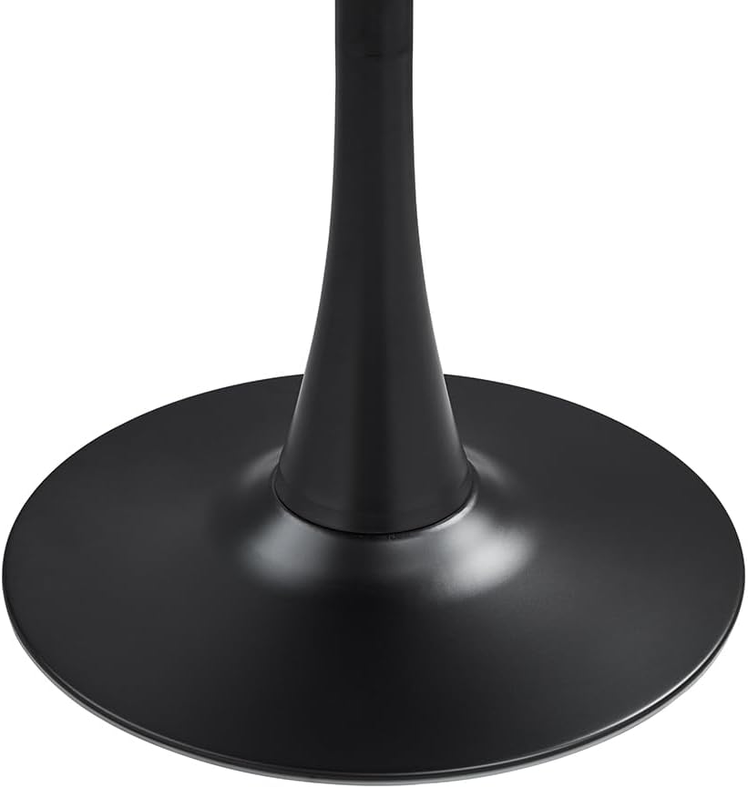 27.3" Tulip Dining Table, Black, Perfect for 2-4 People, Mid-Century Modern Style, Round MDF Top with Sturdy Base for Dining Room, Living Room, Cafe