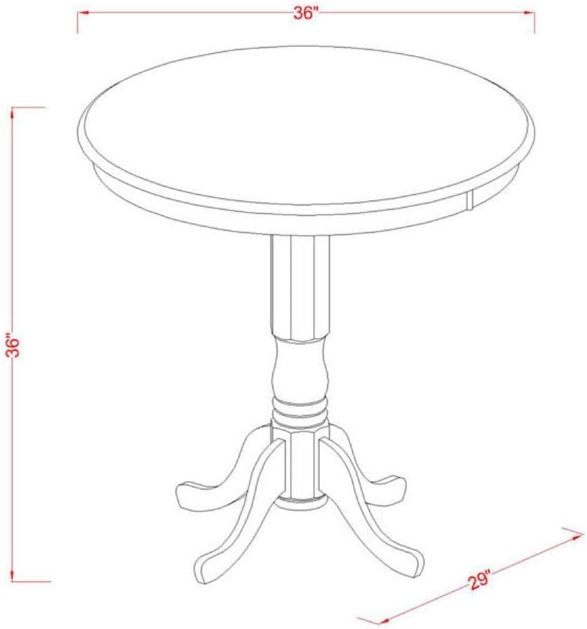 East West Furniture JAPB3-OAK-C 3 Piece Counter Height Pub Set Contains a Round Dining Room Table with Pedestal and 2 Linen Fabric Upholstered Chairs, 36x36 Inch, Oak