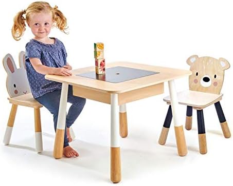 Tender Leaf Toys - Forest Table and Chairs Collections - Adorable Kids Size Art Play Game Table and Chairs - Made with Premium Materials and Craftsmanship for Children 3+ (Forest Table and Chairs)