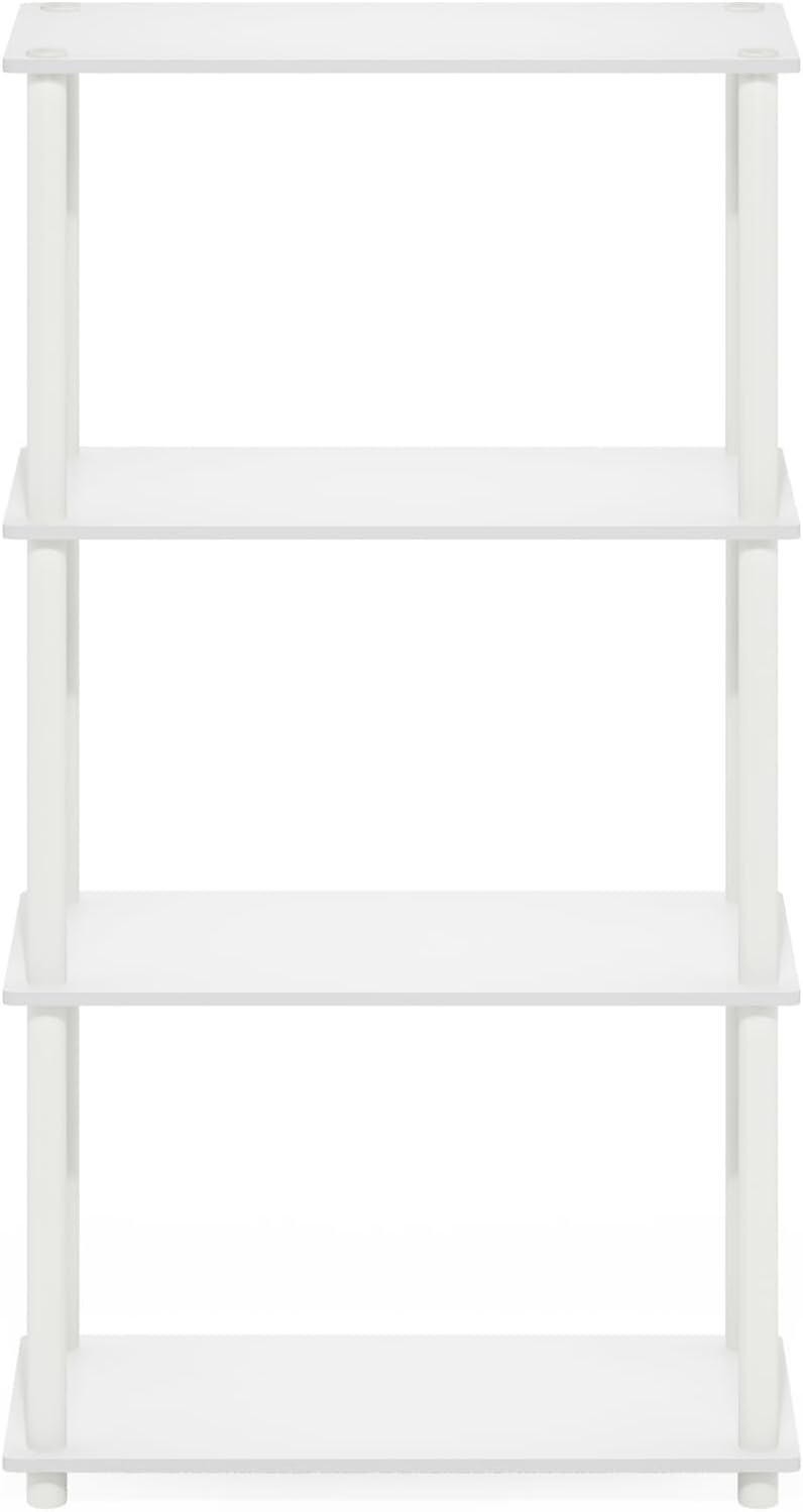 Furinno Turn-N-Tube 4-Tier Multipurpose Shelf Display Rack, White/White