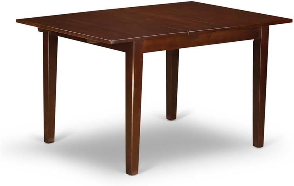 East West Furniture NOML5C-MAH-LC 5 Piece Dining Table Set Includes a Rectangle Dining Room Table with Butterfly Leaf and 2 Faux Leather Upholstered Chairs with 2 Benches, 32x54 Inch, Mahogany