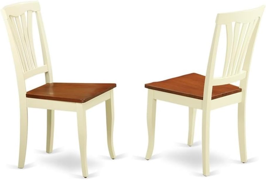 East West Furniture HLAV5-BMK-W 5 Piece Kitchen Table Set for 4 Includes a Round Dining Table with Pedestal and 4 Dining Room Chairs, 42x42 Inch, Buttermilk & Cherry