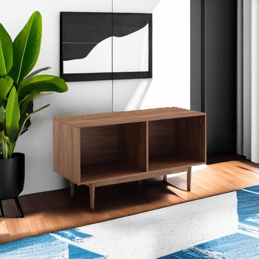 Crosley Furniture Liam Medium Vinyl Record Storage TV Stand and Entertainment Center, Media Console, Walnut