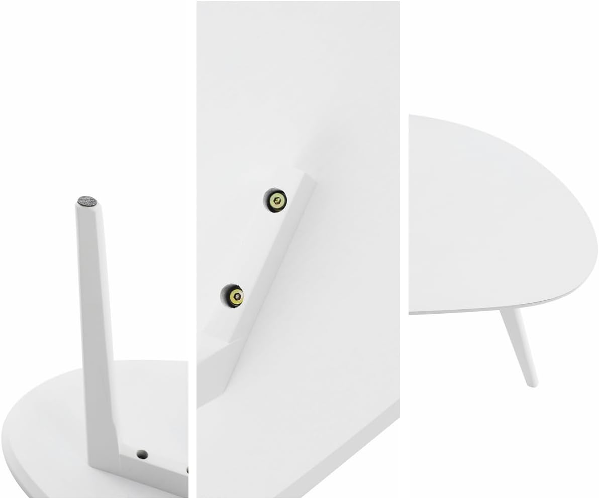 FIRMINANA Small White Oval Coffee Table for Small Space,Simple Modern Table for Apartment or Livingroom Corner,White,18.9" D x 33.47" W x 15.75" H