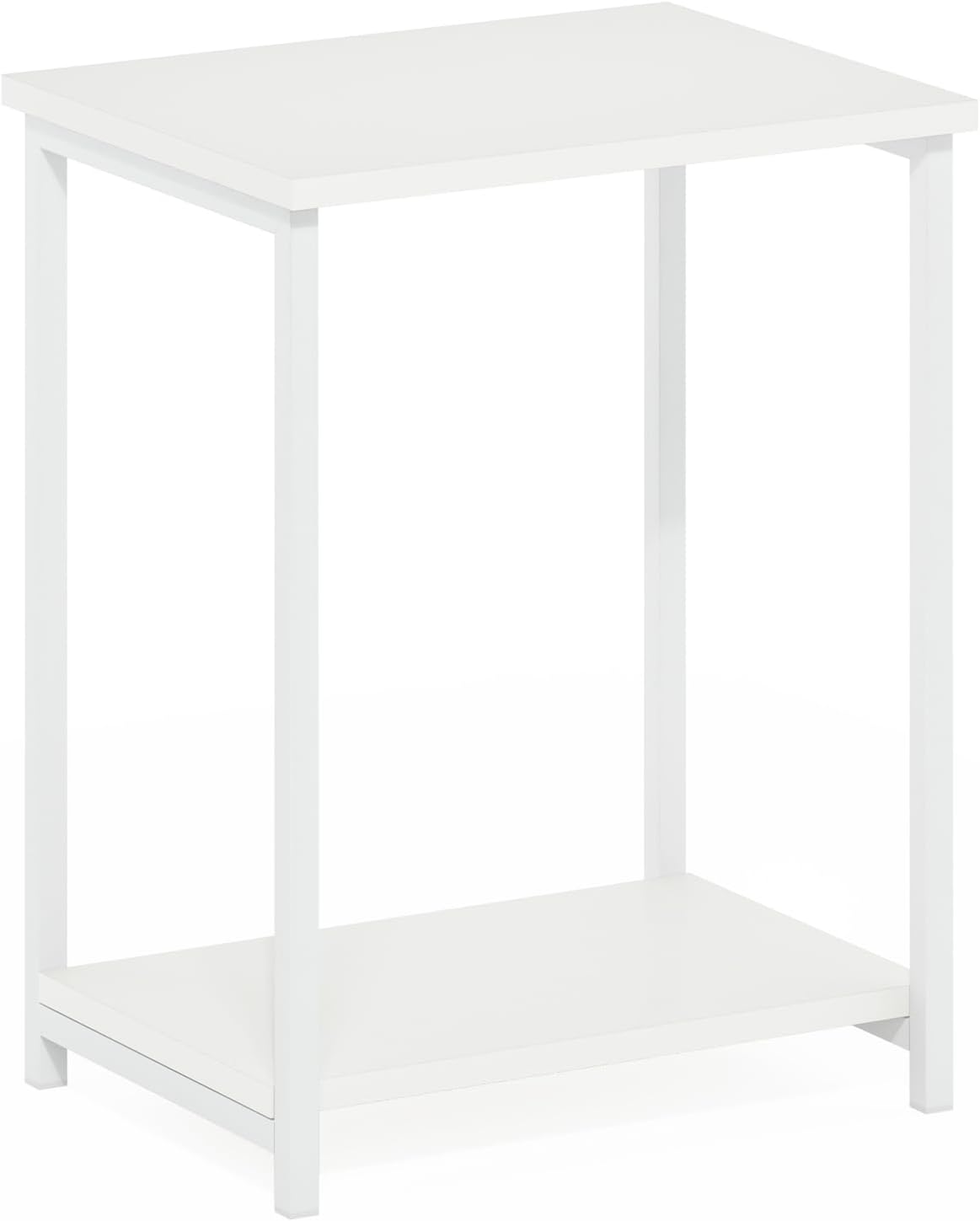 Furinno Simplistic Industrial Metal Frame End Table, 1-Pack, White/White