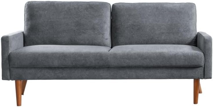 Kent Velvet Sofa, European Style with Sleek Design, Modern & Vintage Flair, Upholstered 3 Seater Couch, Chic Living Room Furniture Seating for Home, Apartment or Office, Grey