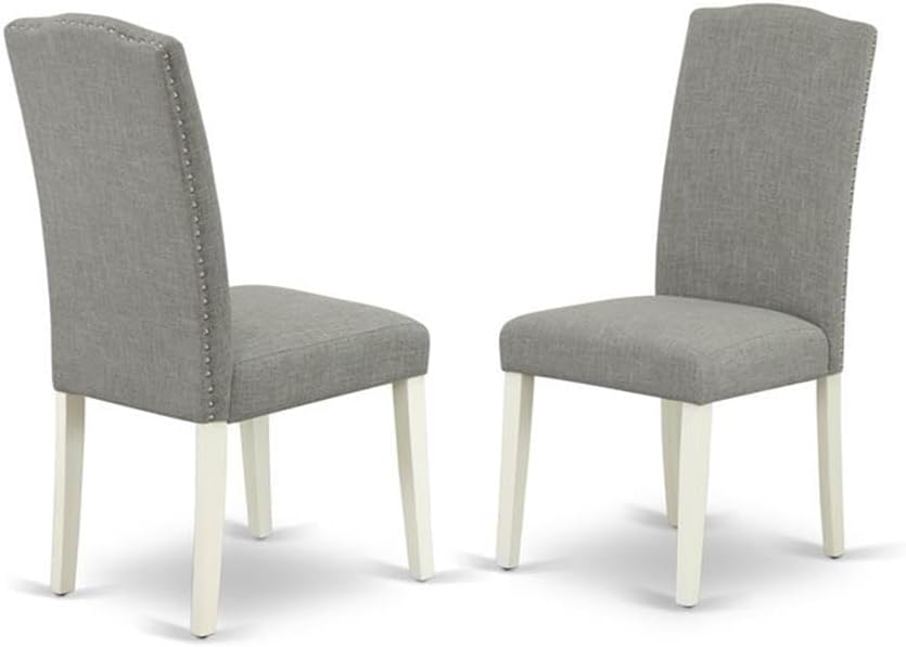 East West Furniture X097EN206-5 5 Piece Dining Table Set Includes a Rectangle Dining Room Table with X-Legs and 4 Dark Shitake Linen Fabric Upholstered Chairs, 40x72 Inch, Multi-Color
