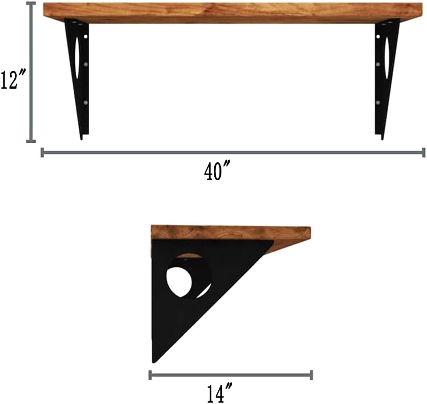 Industrial Rustic Wall-Mounted Table, Dining Table Desk, Pine Wood Wall-Mounted Bar Tables (40"X14")