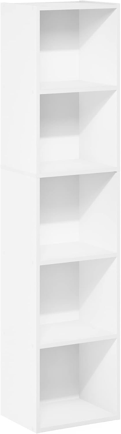 Furinno Luder Bookcase / Book / Storage, 5-Tier Cube, White