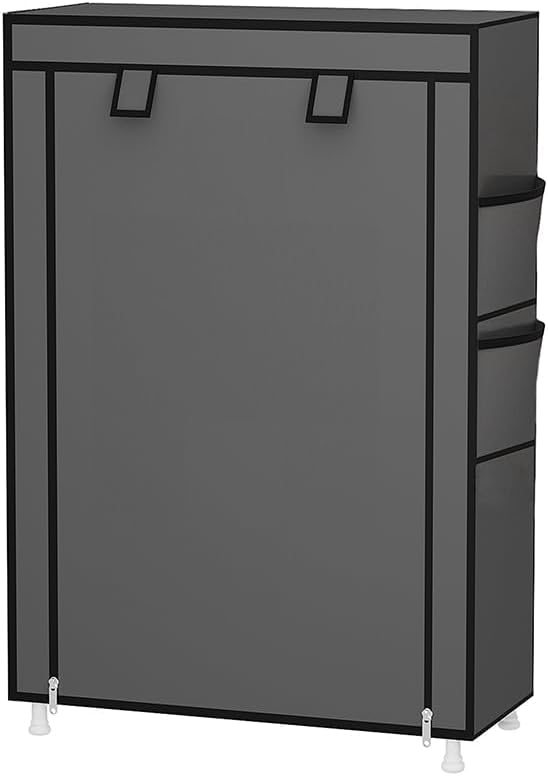 Calmootey 5 Tier Shoe Rack Organizer,Portable Shoe Shelf with Nonwoven Fabric Cover for Closet Hallway,Bedroom,Entryway,Grey