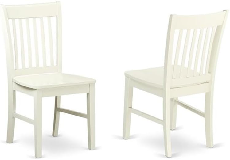 East West Furniture MZNO5-LWH-W 5 Piece Kitchen Table & Chairs Set Includes a Rectangle Dining Table with Dropleaf and 4 Dining Room Chairs, 36x54 Inch, Linen White