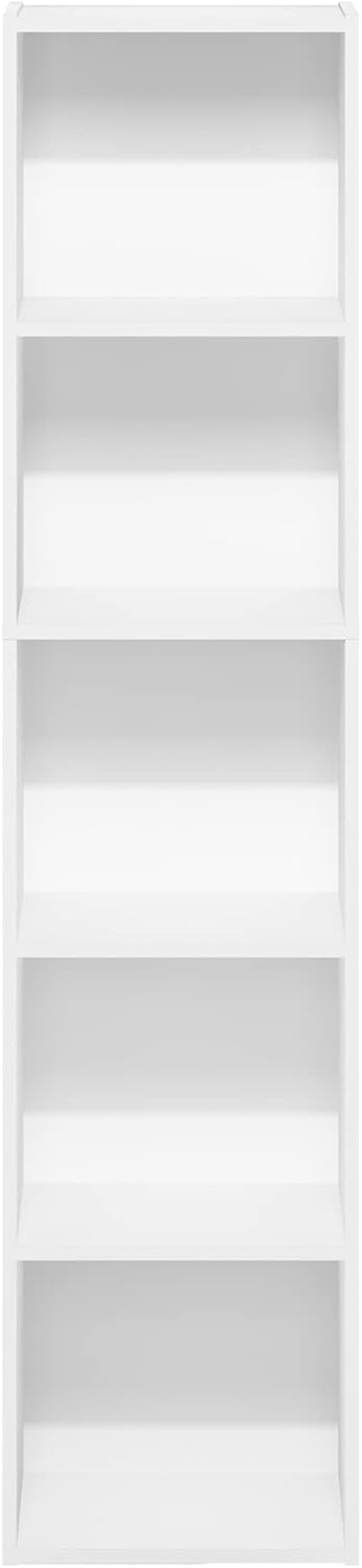 Furinno Luder Bookcase / Book / Storage, 5-Tier Cube, White