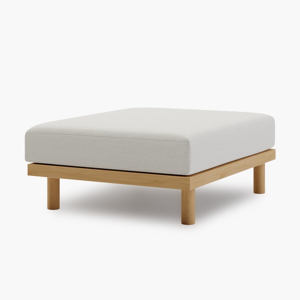 Acanva Minimalist Modular Sectional Sofa for Living Room, Wide & Deep Seat Convertible Furniture Set with Metal Frame and Movable Covers, Ottoman, Off White