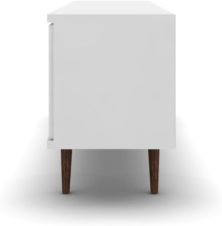 Manhattan Comfort Liberty Mid Century Modern TV Stand for Televisions up to 60 Inches, Bedroom and Living Room Entertainment Center with Storage, Shelves, and Cabinet, 63" Wide, White