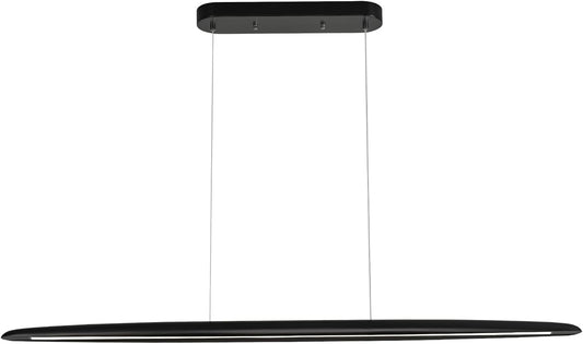39" Wood LED Linear Pendant Light Black Linear Pendant Dinning Room Hanging Lights LED Dimmable Chandeliers 24w for Dining Room Pool Table Lights Kitchen Island Light Black