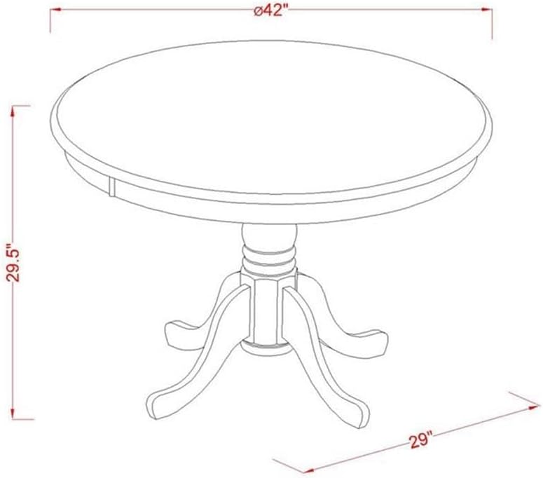 East West Furniture HLWE5-BCH-W 5 Piece Modern Dining Table Set Includes a Round Wooden Table with Pedestal and 4 Dining Chairs, 42x42 Inch, Black & Cherry