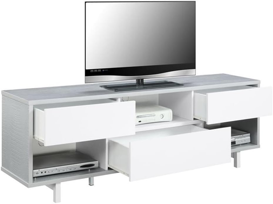 Convenience Concepts Newport Ventura 60" TV Stand, Gray Faux Croc / White