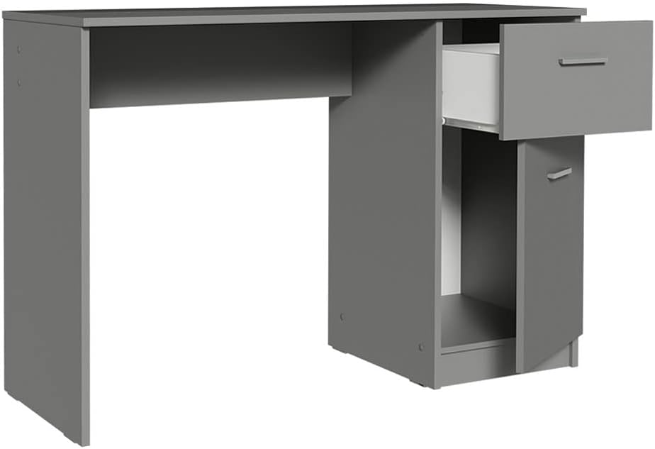 Madesa Compact Computer Desk Study Table for Small Spaces Home Office 43 Inch Student Laptop PC Writing Desks with Storage and Drawer, Modern Ergonomic Gaming Workstation - Grey