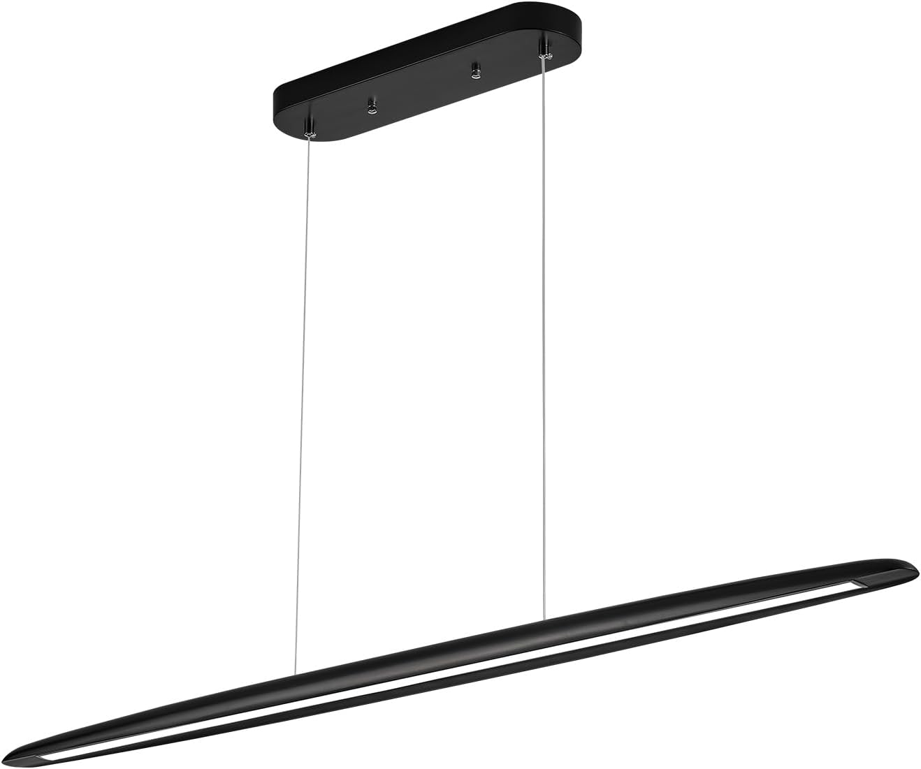 51" Wood Linear Pendant Light Black Linear Pendant Dinning Room Hanging Lights LED Dimmable Chandeliers 36w for Dining Room Pool Table Lights Kitchen Island Light Black