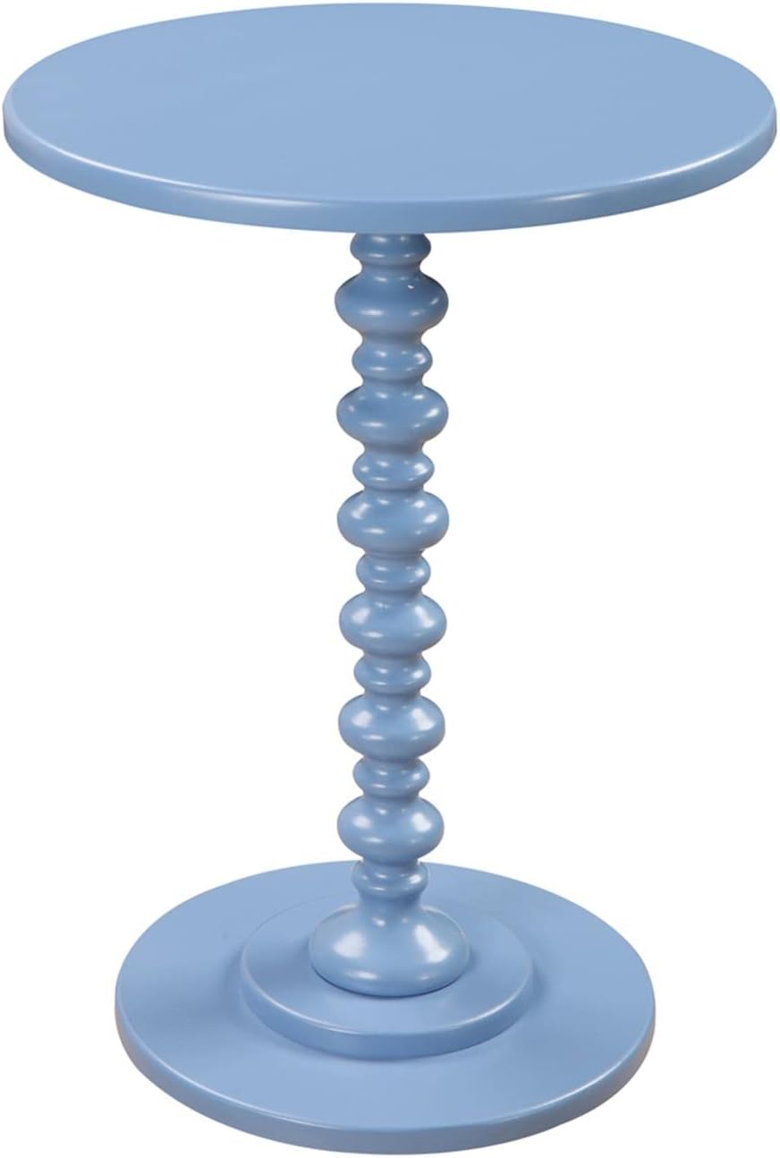 Convenience Concepts Palm Beach Spindle Table 17.75" - Traditional Round End Table for Living Room, Turned Solid Wood Side Table, Classic Display Pedestal Table, Blue