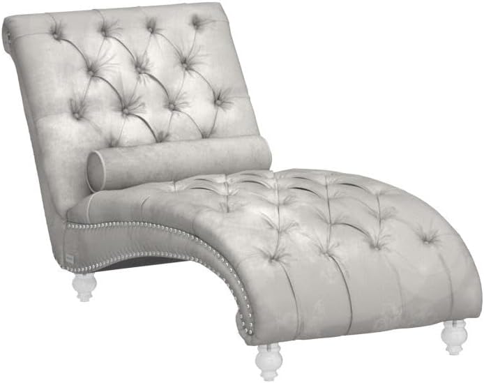 HomSof Modern Armless Velvet Chaise Lounge Indoor Chair with Solid Acrylic Legs