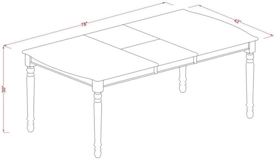 East West Furniture DOVE5-BCH-W 5 Piece Kitchen Table & Chairs Set Includes a Rectangle Dining Room Table with Butterfly Leaf and 4 Dining Chairs, 42x78 Inch, Black & Cherry