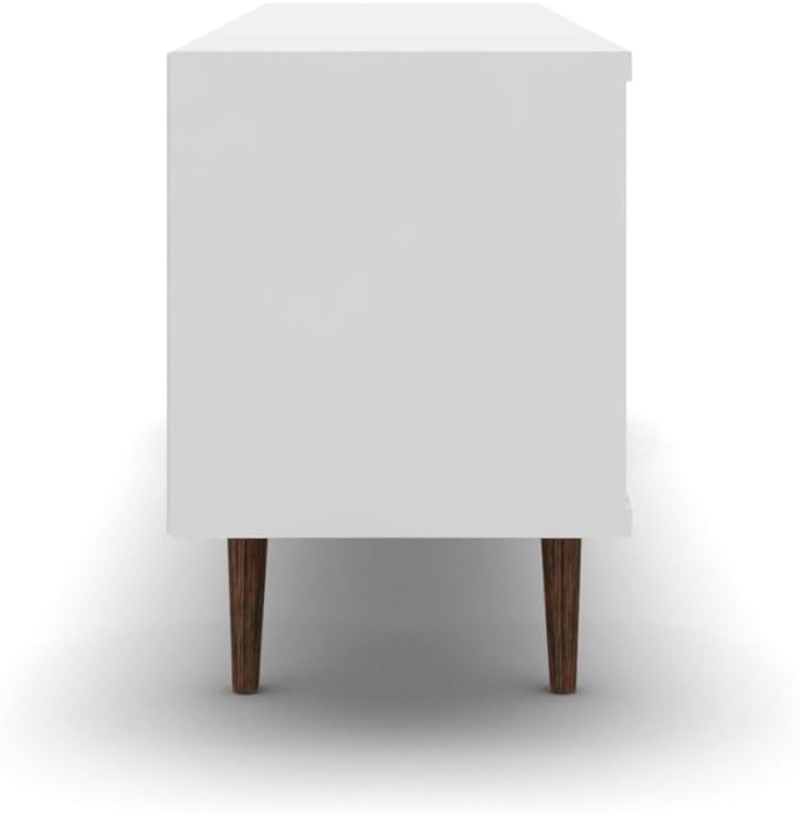 Manhattan Comfort Liberty Mid Century Modern TV Stand for Televisions up to 60 Inches, Bedroom and Living Room Entertainment Center with Storage, Shelves, and Cabinet, 63" Wide, White/Aqua
