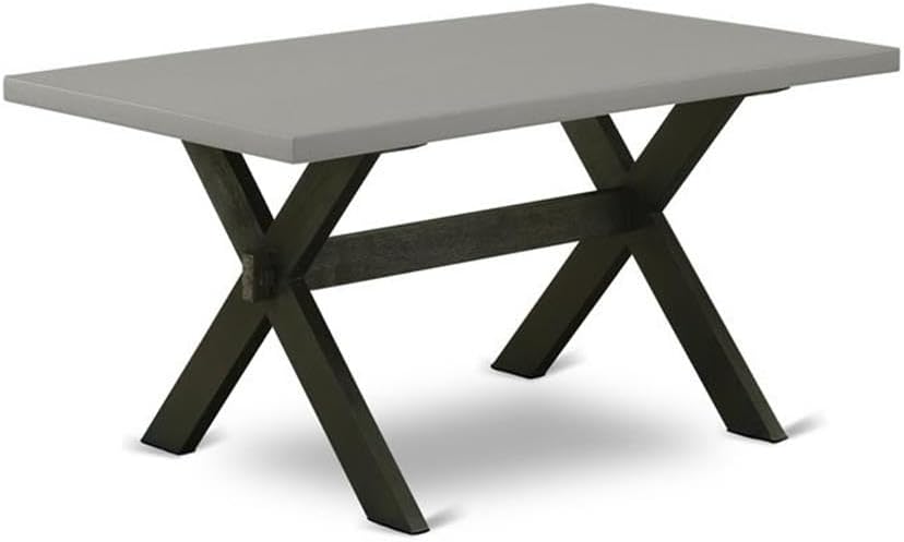 East West Furniture X696VE650-6 6 Piece Kitchen Table & Chairs Set Contains a Rectangle Dining Room Table and 4 Dark Gotham Linen Fabric Parson Chairs with a Bench, 36x60 Inch, Multi-Color