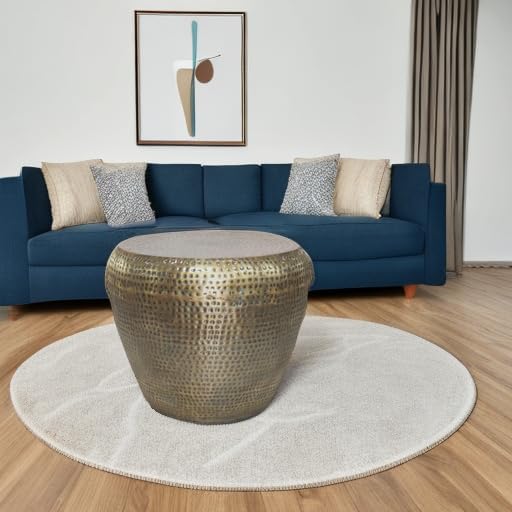 SIMPLIHOME Preston Modern Industrial 22 inch Wide Metal Metal Side Table in Antique Gold, Fully Assembled for the Living Room and Bedroom