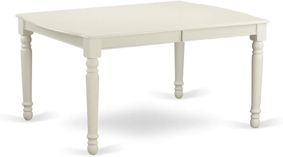East West Furniture LGDA9-LWH-22 9 Piece Dining Set Consists of a Rectangle Dining Table with Butterfly Leaf and 8 Polyester Fabric Chairs, linen white
