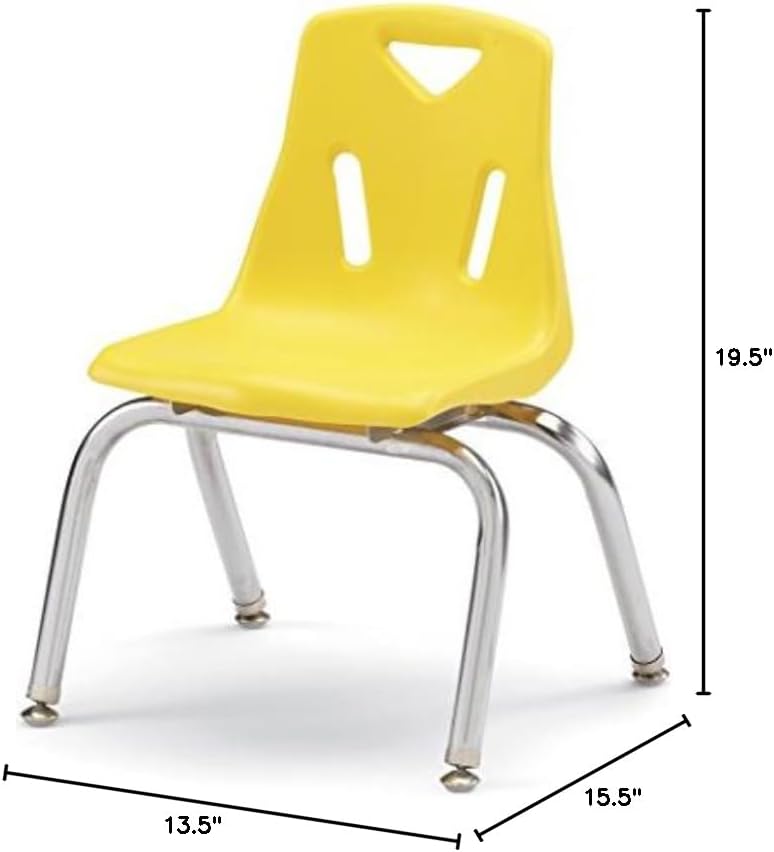 Berries Jonti-Craft 8140JC6007 Stacking Chairs with Chrome-Plated Legs, 10" Height, Yellow, Pack of 6