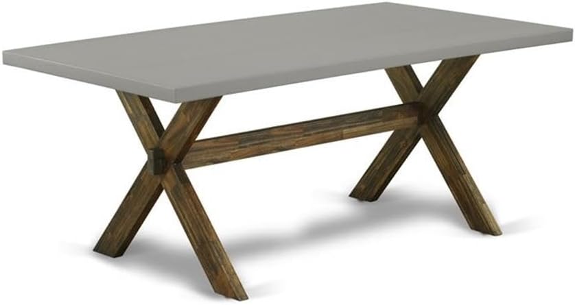 East West Furniture X797VE703-5 5 Piece Dining Set Includes a Rectangle Dining Room Table with X-Legs and 4 Brown Linen Fabric Upholstered Parson Chairs, 40x72 Inch, Multi-Color