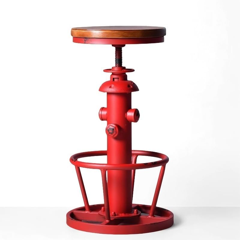 Industrial Bar Stools Vintage Swivel Bar Chairs 24.8-30.7inch Height Adjustable Farmhouse Kitchen Counter Island Stool Fire Hydrant Design Pub Stool