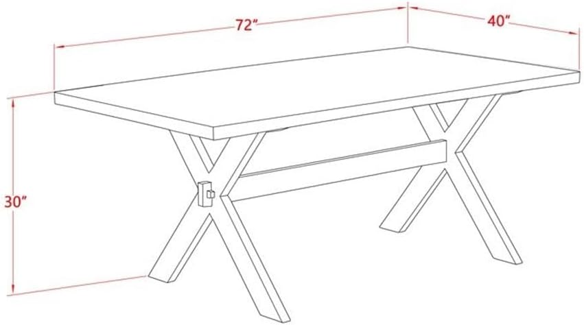East West Furniture X097VE005-7 7 Piece Kitchen Table & Chairs Set Consist of a Rectangle Dining Room Table with X-Legs and 6 Grey Linen Fabric Upholstered Chairs, 40x72 Inch, Multi-Color