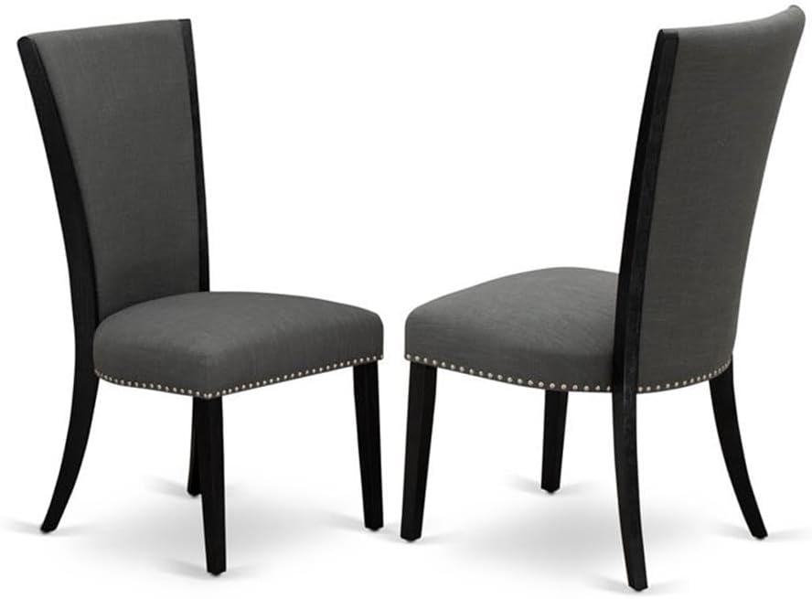 East West Furniture V676VE650-6 6 Piece Kitchen Table Set Contains a Rectangle Dining Table with V-Legs and 4 Dark Gotham Linen Fabric Parson Chairs with a Bench, 36x60 Inch, Multi-Color