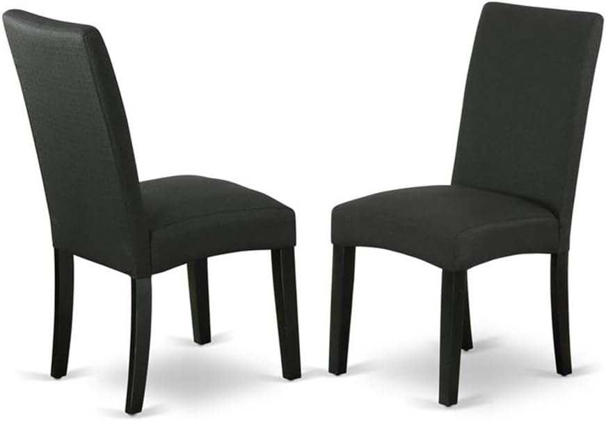 East West Furniture X677DR124-9 9 Piece Dining Room Table Set Includes a Rectangle Kitchen Table with X-Legs and 8 Black Color Linen Fabric Parson Dining Chairs, 40x72 Inch, Multi-Color