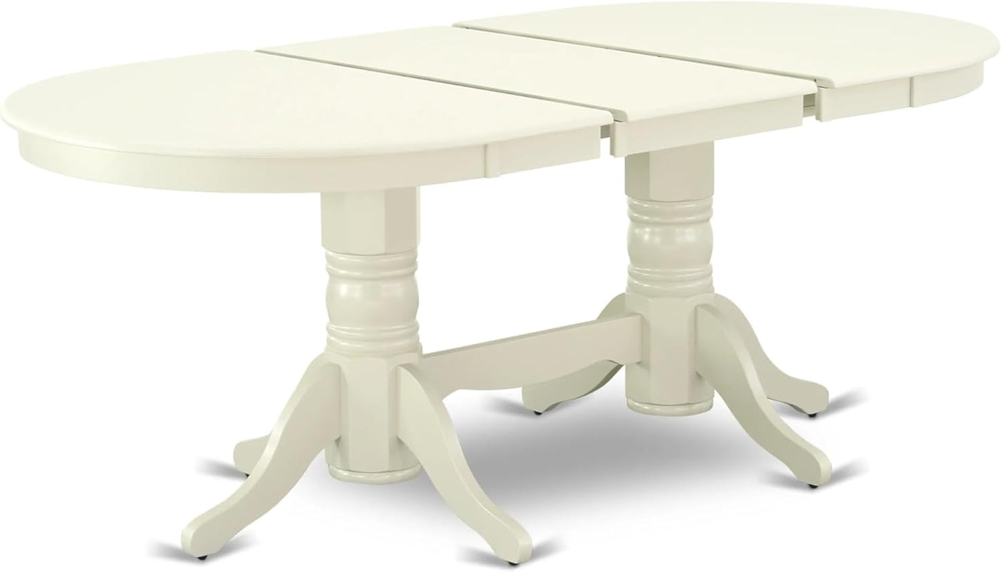 East West Furniture VAAS9-LWH-43 9 Piece Dining Room Set Includes A Wooden Dining Table and 8 Willow Green Polyester Fabric Parsons Chairs, Linen White