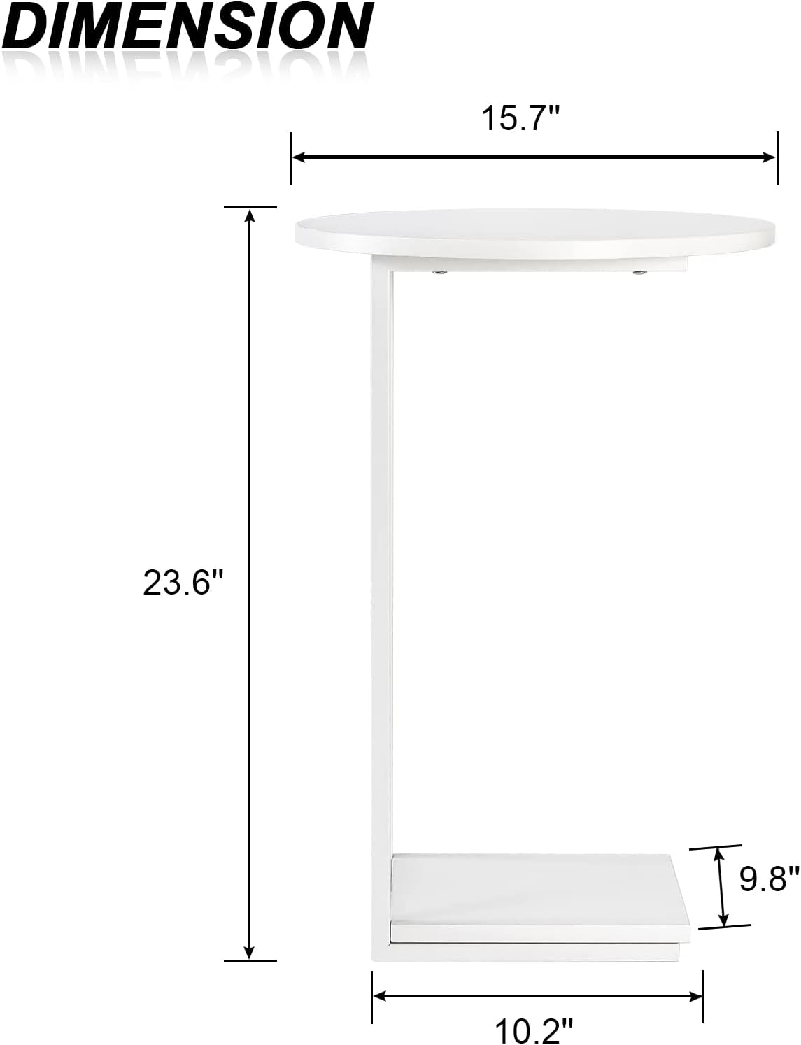 HDANI C Shaped End Table Set of 2,Couch Side Table That Slide Under,C Table End Table for Livingroom,Bedroom, Office (White)