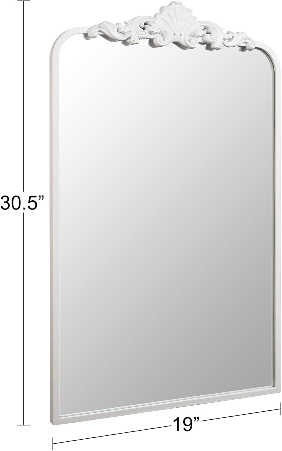 Ruomeng Traditional Wall Mirror, White Bathroom Mirror Baroque Inspired Wall Décor, Framed Mirror for Vanity Entryway and Living Room, 19” x 30.5”