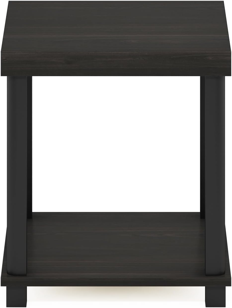 Furinno Turn-N-Tube Classic 2-Tier End Table, Side Table, Espresso/Black