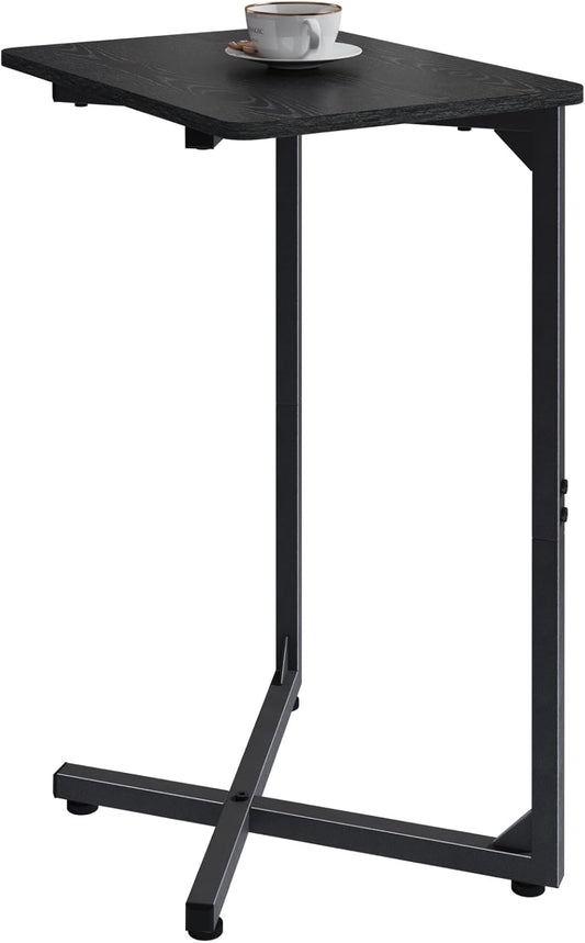 NEFROM C-Shaped End Table, Small Side Table for Couch, Sofa TV Tray Table for Living Room, Bedroom, Bedside ET-X-BKW1