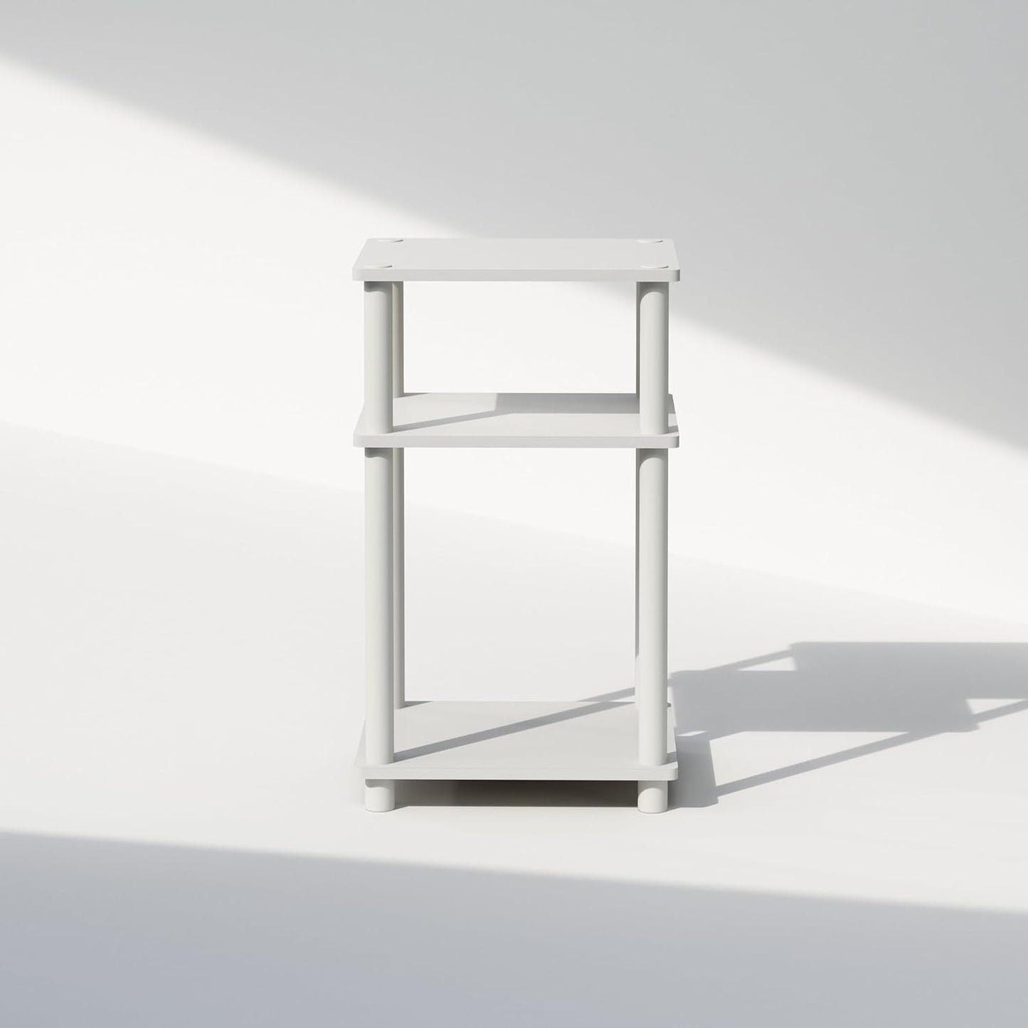 Furinno Just 3-Tier Turn-N-Tube End Table, 1-Pack, White/White