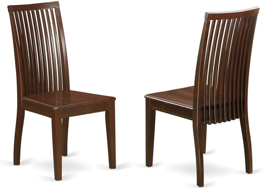 East West Furniture DLIP5-MAH-W 5 Piece Dining Room Furniture Set Includes a Round Kitchen Table with Dropleaf and 4 Dining Chairs, 42x42 Inch, Mahogany