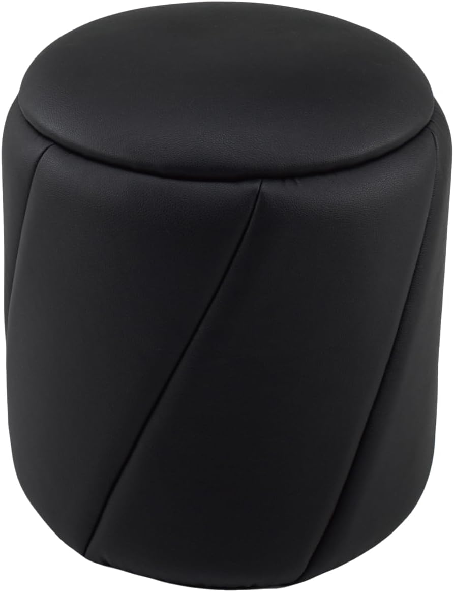 Get Set Style Modern Round Ottoman with Soft Padded Seat, Multifunctional Vanity Chairs for Makeup, Upholstered Footrest Stool Ottoman Foot Stool for Living Room, Bedroom