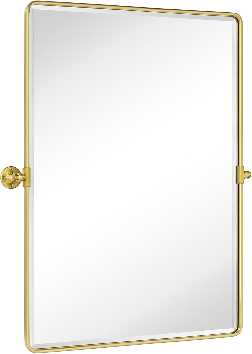 TEHOME 30x40'' Brushed Gold Pivoting Bathroom Vanity Mirror 40x30'' Brushed Brass Metal Framed Rectangle Tilting Beveled Vanity Mirrors for Wall