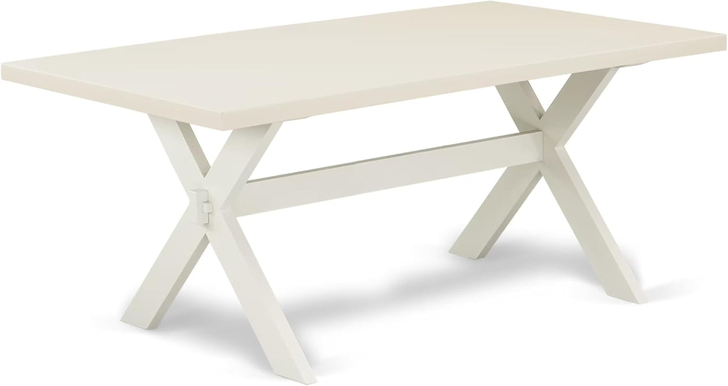 East West Furniture X027EN206-5 5 Piece Dining Table Set for 4 Includes a Rectangle Kitchen Table with X-Legs and 4 Dark Shitake Linen Fabric Parsons Dining Chairs, 40x72 Inch, Multi-Color