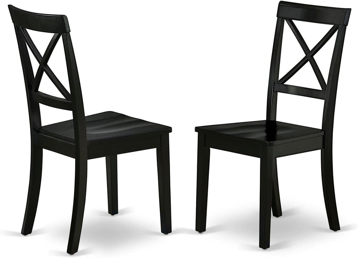 East West Furniture SHBO5-BLK-W 5 Piece Dining Set Includes a Round Kitchen Table with Pedestal and 4 Dining Chairs, 42x42 Inch, Black