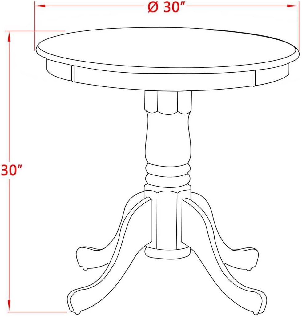 East West Furniture ESVA3-BCH-C 3 Piece Kitchen Table Set for Small Spaces Contains a Round Dining Room Table with Pedestal and 2 Linen Fabric Upholstered Chairs, 30x30 Inch, Black & Cherry