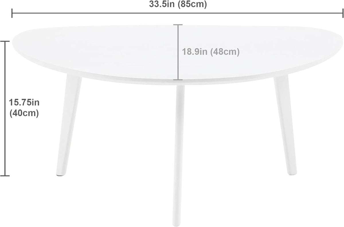 FIRMINANA Small White Oval Coffee Table for Small Space,Simple Modern Table for Apartment or Livingroom Corner,White,18.9" D x 33.47" W x 15.75" H
